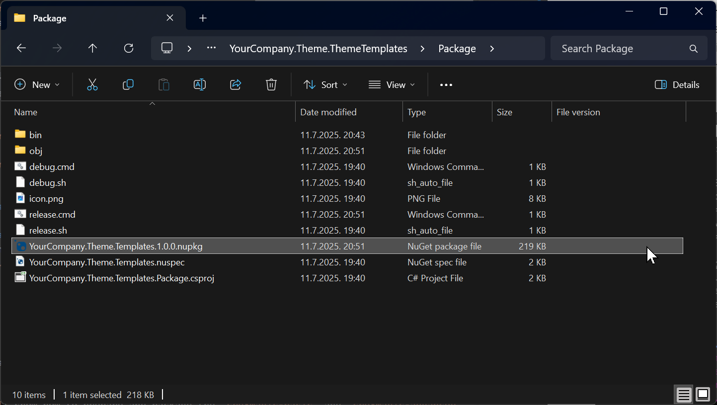 New package is generated